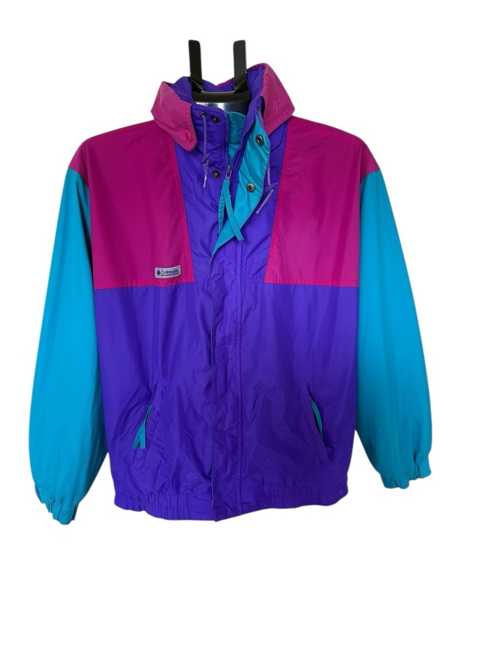 Vintage 90s Columbia Sportswear Windbreaker Colorblock S Purple Teal Magenta